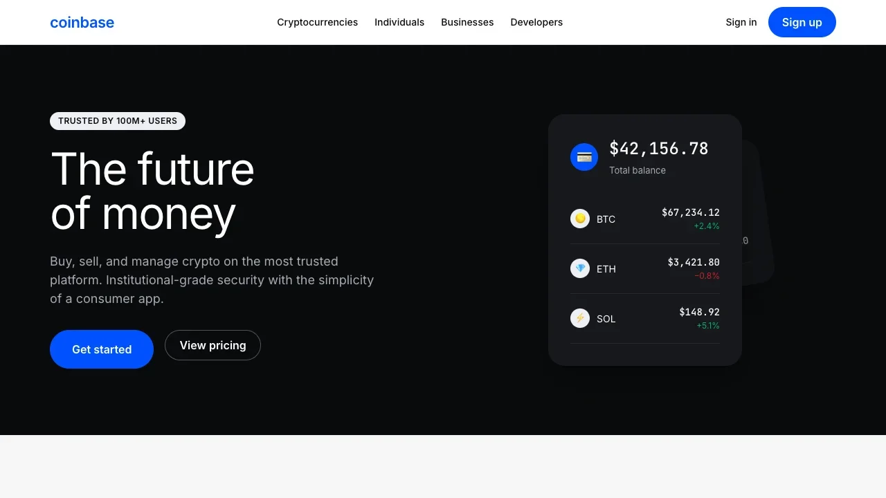 Coinbase Landing Page